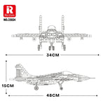 1290PCS MIG-29 Jet Fighter Building Blocks Diy Military Fighter Model Assembly Bricks Desktop Decoration Holiday Gifts Kids Toys