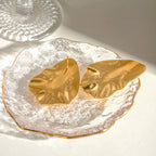 18K forgyldt hammer korn uregelmæssig konkav konveks vand krusning øreringe kvinder rustfrit stål charme fe smykker