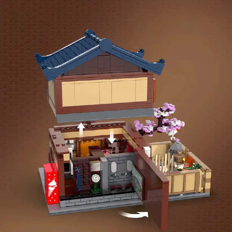 Traditional Japanese Yuzawa Bathhouse House Buildings Sets, City Apartment  Architecture Modular Buildings Blocks (1249 PCS)