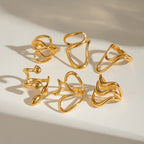 18K Goud Vergulde Bedel Onregelmatige Vloeibare Niche Uniek Lijnontwerp Open Ring Dames Hoge Kwaliteit Roestvrijstalen Sieraden Geschenk