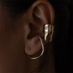 18k Goud Vergulde Roestvrijstalen Minimalistische Onregelmatige Gladde Oorclip Voorkomt Allergie Temperament Mode Charme Sieraden