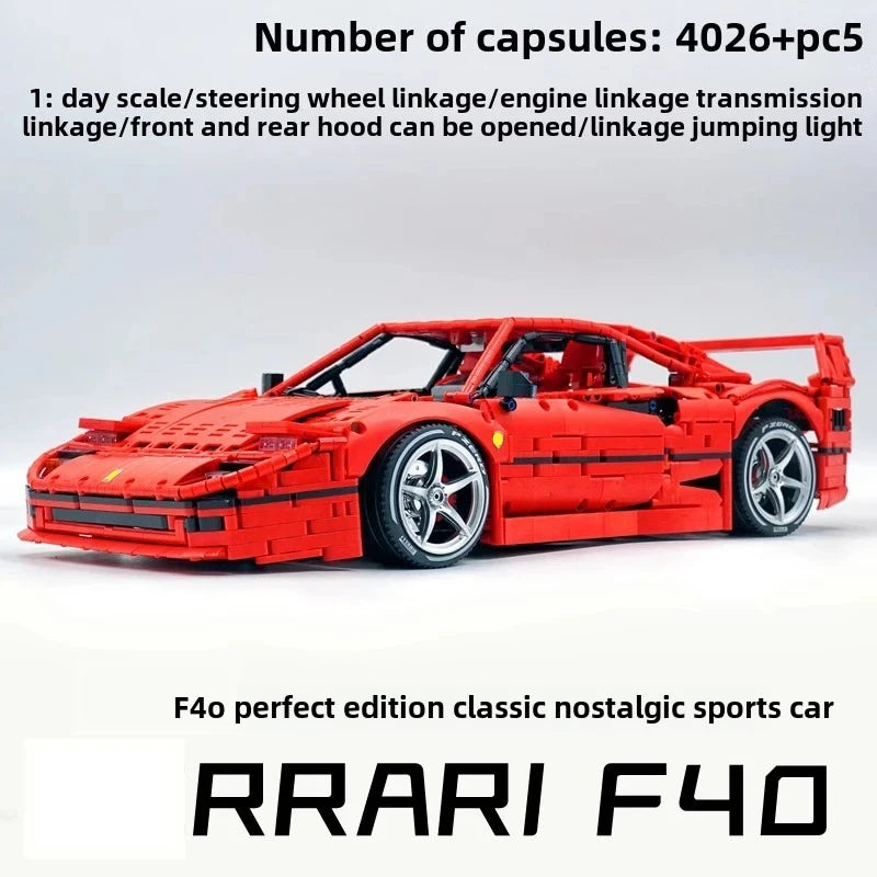 4026PCS Technical LOX Edition F40  Assembly MOC 140629 Building Block Car Supercar Model Adult High Difficulty Racing Toys
