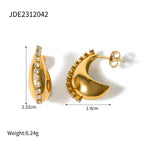 Orecchini delicati a goccia d'acqua a forma di fagiolo in acciaio inossidabile placcato oro 18k con diamanti incastonati, gioielli leggeri e accoglienti per donne