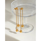 Vandtæt metal tekstur rustfrit stål kæde rund stål perle øreringe 18K guldbelagt charme mode smykker Bijoux Femme