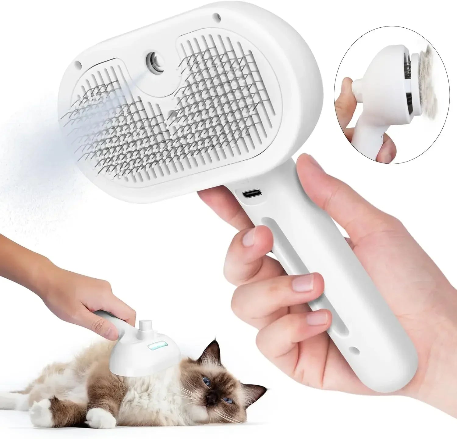 POPPER'S Pet Steam Spray Grooming Comb for Cats and Dogs – Hair Remover & Dematting Brush