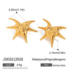 Zora Retroism 18K guldfarvebelagt rustfrit stål Halskæde med almindelig søstjerne, let luksus justerbar ring til kvinder, dagligt slid