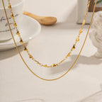 Collar de Doble Capa de Amor de Acero Inoxidable Impermeable Chapado en Oro PVD de 18K Accesorios de Moda para Mujer Joyería Regalo