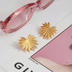 Creative 18k Gold Plated Stainless Steel Retro High-end Maple Leaf Design Earring Women Personalized Rust Proof Jewelry