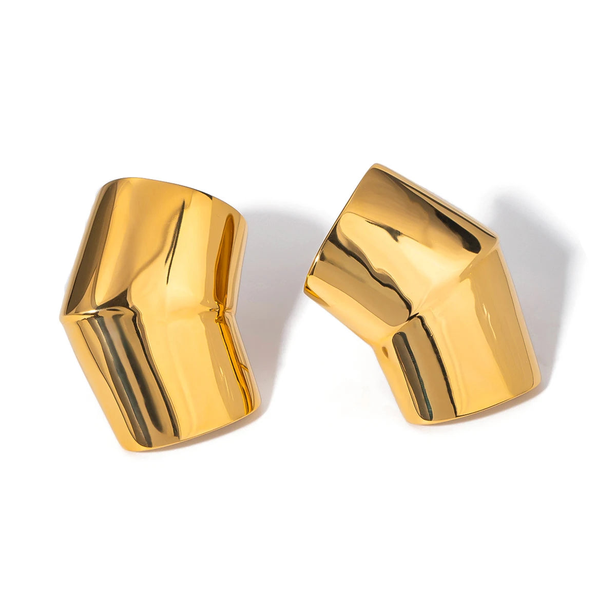 Minimalistisk 18K forgyldt rustfrit stål Uregelmæssig konveks trapez glatte øreringe Dame Daglige Charms Vandtætte smykker