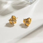 Minimalist 18k Gold Plated Stainless Steel Love Heart Gold Silver Color Matching Earring Women Anti Allergic Rust Jewelry