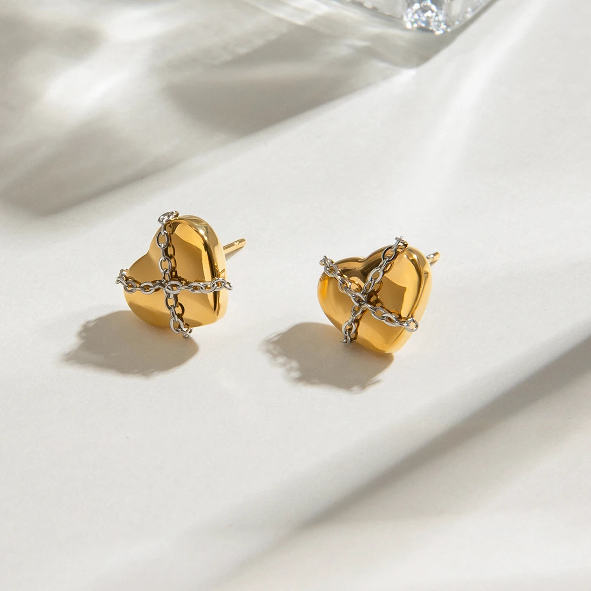 Minimalist 18k Gold Plated Stainless Steel Love Heart Gold Silver Color Matching Earring Women Anti Allergic Rust Jewelry