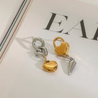 گوشواره‌های زنجیری مخروطی قفل قلب عشق از جنس استیل ضد زنگ با روکش طلای 18 عیار مینیمالیستی برای زنان، جلوگیری از حساسیت، جواهرات جذاب