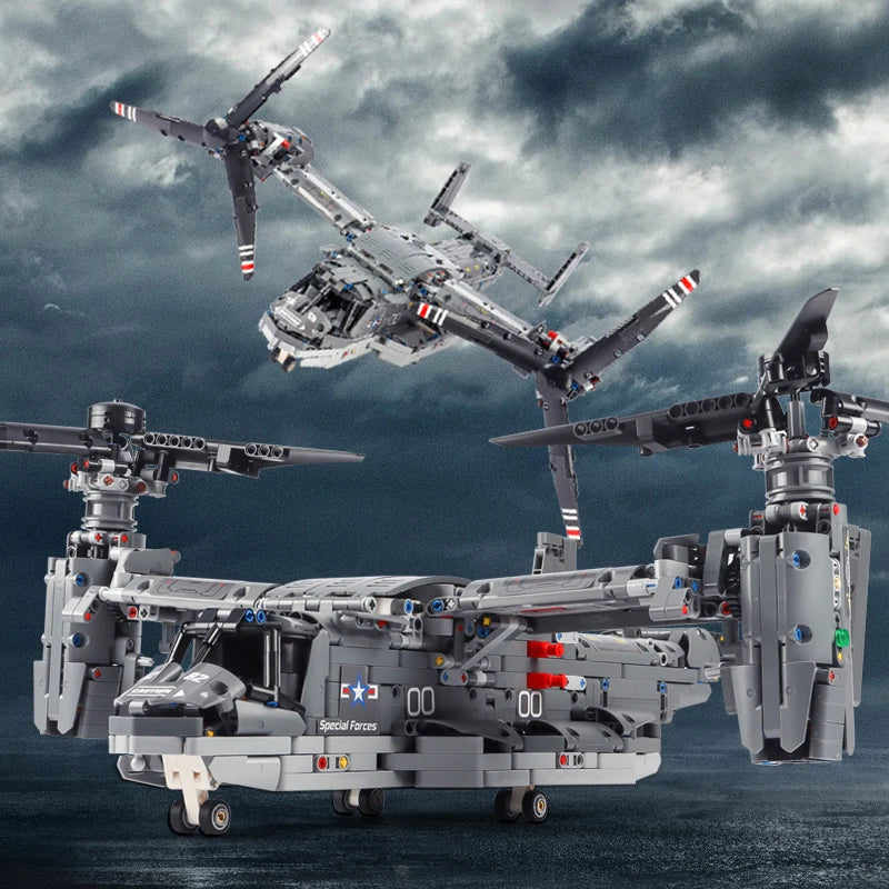 1685Pcs City Military Osprey Fighter RC Aircraft WW2 Building Block Remote Control  Bricks Airplane Toys for Boys Gifts