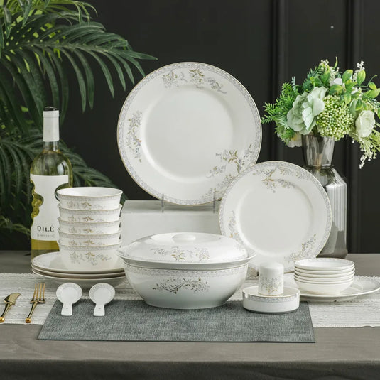 Jingdezhen porcelain tableware set household high-grade bone china ceramic dishes and bowls set