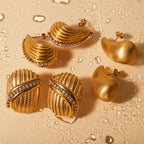 Leggeri Orecchini Unici In Acciaio Inossidabile Placcati Oro 18k Con Incastonatura Di Strass Set Gioielli Donna Bijoux Femme Regalo Gala