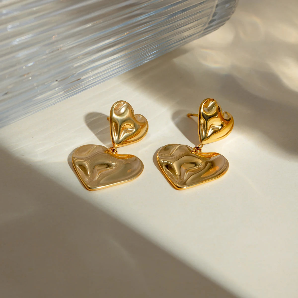 Geometrisk minimalistisk rustfrit stål hammer korn kærlighed hjerte vedhæng øreringe statement metal tekstur charm smykker til kvinder