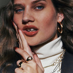 Anillo cruzado elegante de acero inoxidable con incrustación de piedra de imitación, chapado en PVD 18K, grueso, brillante, liso, a prueba de óxido, encantador, joyería encantadora