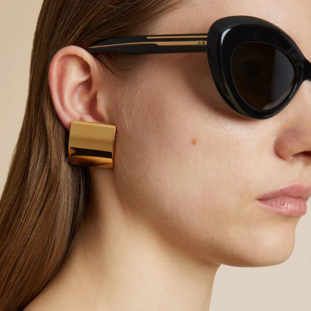 18K PVD-belagt rustfrit stål minimalistisk almindelig rektangulære hævede øreringe Vandtætte attraktive smykker af høj kvalitet