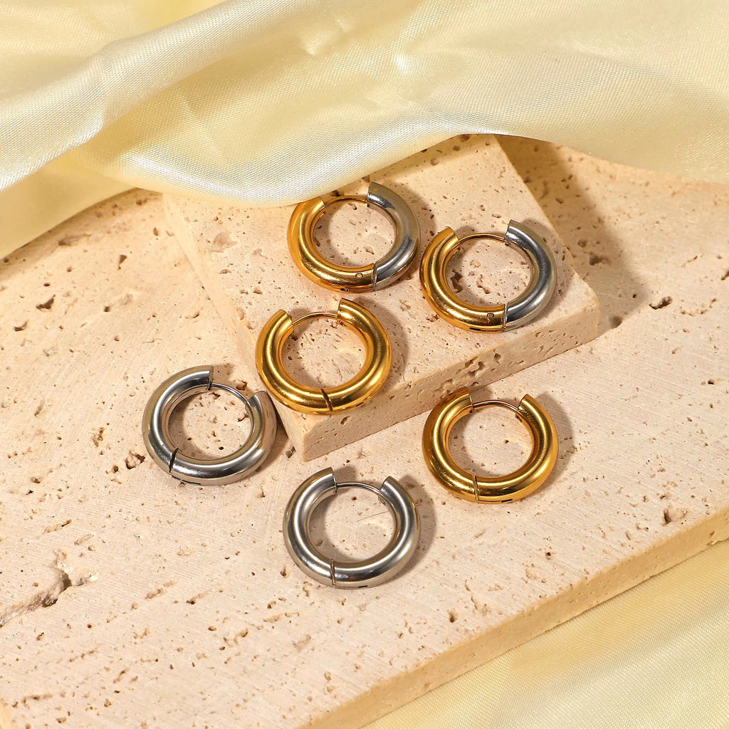 Simple Classic Circle Hoop Øreringe Til Kvinder Design Guld Sølv Hoop Øreringe Dame Rustfri Stål Øreringe Pendientes