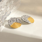 18k Gold Plated Vintage Threaded Concave Convex Irregular Earrings Stainless Steel Women Exquisite Jewelry Bijoux Femme