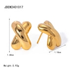 Stainless Steel Wide X-shaped Vintage Stud Earrings PVD 18k Plated High Quality Free Temperament Charm Jewelry for Women - Grand Goldman