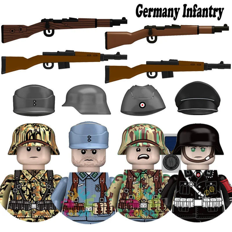 Kids Toys WW2 Building Blocks 4pcs/set US UK Soviet Soldiers Mini Action Figures Educational Toys For Kids Boys Christmas Gifts