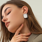 Rustfrit stål anløbssikker 18K guldbelagte geometriske firkantede overdrevne ørestikker Hypo-allergeniske smykker til kvinder