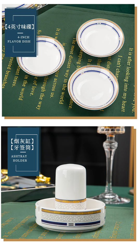 Jingdezhen Ceramic Tableware Gift Box Set Bowls, Dishes, Soup Bowls