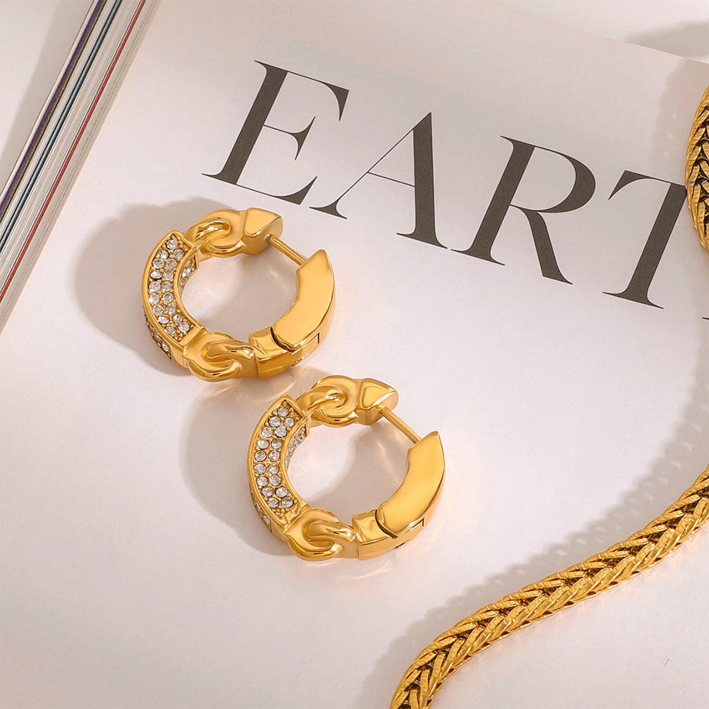 Stainless Steel 18k Gold Plated Vintage Nichel Round Light Luxury High-end Earrings Women Rust Proof Exquisite Jewelry