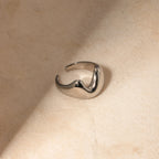 Leicht Gemütlich Edelstahl Zart 18k Vergoldet Glatt Halb Liebesherz Öffnender Ring Rostfrei Bijoux Femme Gala Geschenk