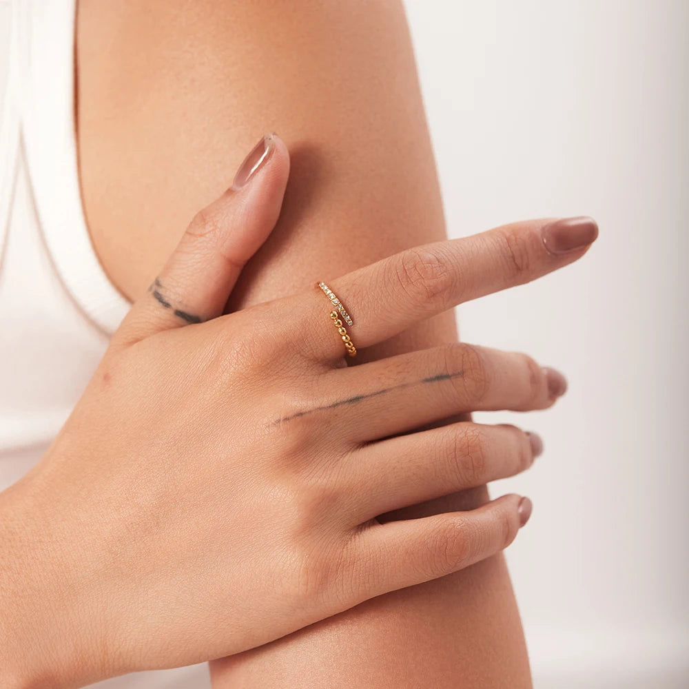 Edelstahl Schmuck Temperament Glas Kristall Verstellbarer Ring für Frauen 2022 Trendiger Exquisiter Wasserdichter Schmuck Geschenk