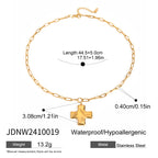 18k vergoldete Hammerschlag-Muster hydraulische Kreuz-Öffnungsring-Halskette aus Edelstahl für Damen, rostfrei, exquisite Schmuckstücke Bijoux