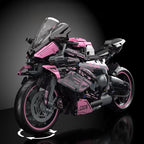 Kbox Pink Motorcycle Racing Building Block Model | 2045PCS Large-Scale Collectible Block Toy | Desktop Decoration