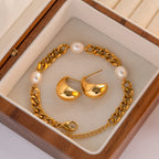 18k forgyldt minimalistisk lys Hyggelig lille bønne hule geometriske øreringe rustfrit stål kvinder rustbeskyttet erklæring smykker