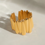 Minimalistische 18K Goud Vergulde Roestvrijstalen Glanzende Waterdruppel Kruis Ontwerp Open Ring Dames Dagelijks Metalen Textuur Modieuze Sieraden