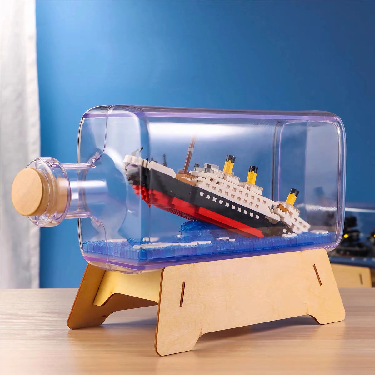 Bottle Ship Retro Vessels Model Assembly Building Blocks Sailing Boats Corsair Titanic Miniature Brick Home Decoration Kids toys