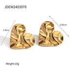 18K Minimalistisk Hammer Grain Love Heart Øreringe Chic Rustfrit Stål Minimalistisk Vandtæt Højkvalitets бижутерия Festgave