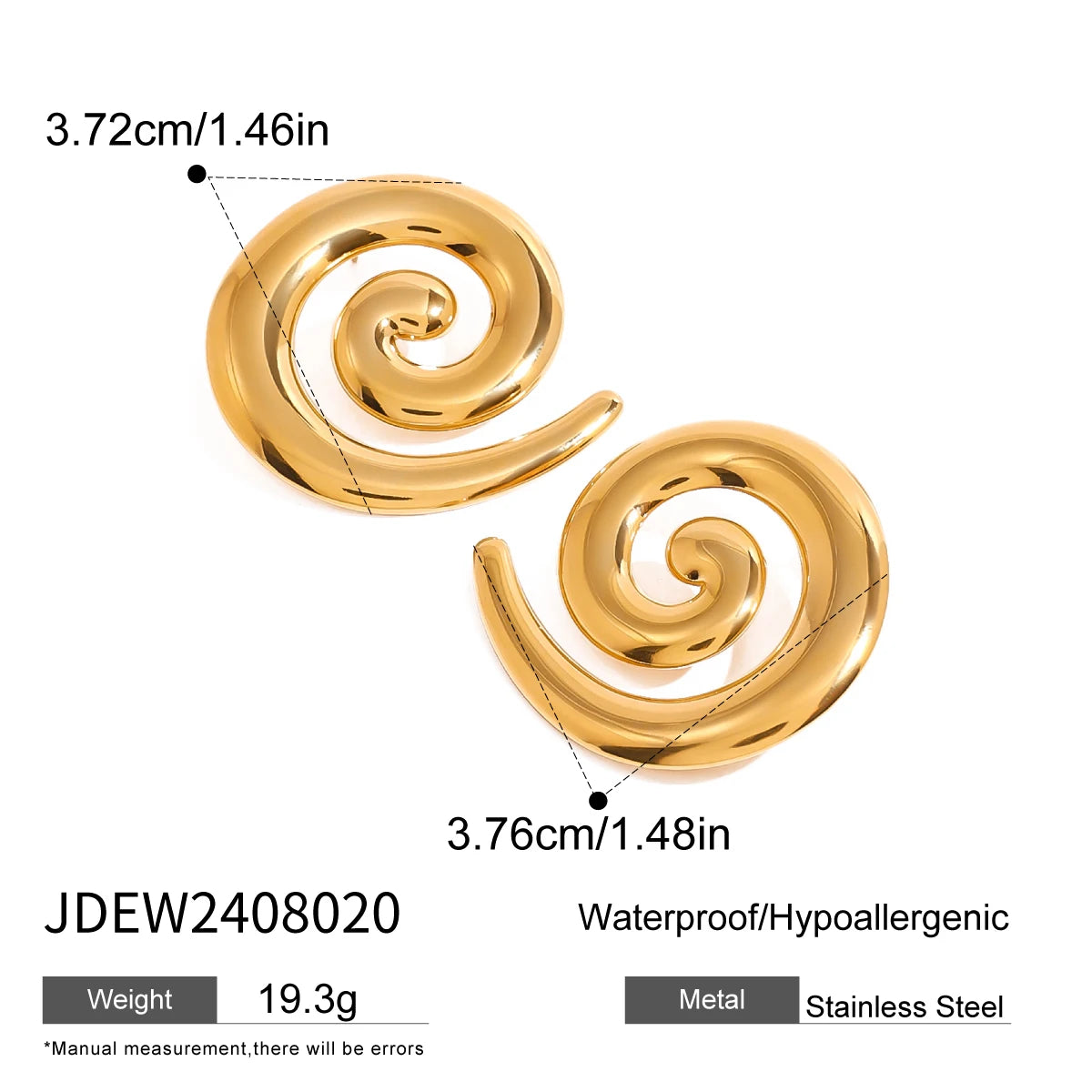 18K Gold Plated Stainless Steel Smooth Thread Rotary Earrings Women Charms Metal Texture Waterproof Jewelry Gala Gift