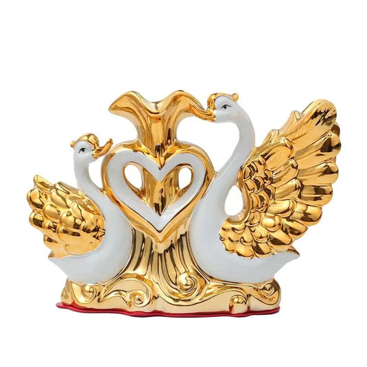 Stunning Ceramic Swan Vase Elegant Tabletop Decor Perfect for Weddings Dining Table Centerpieces Home & Office Decoration Artistic Golden Ceramic European Style Ideal Gift for Valentine's Day Birthdays Christmas