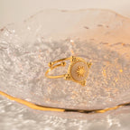 Bohemia Kristall Scheibe Stern Offener Ring Kreativer Sommer Strand Edelstahl Verstellbarer Wasserdichter Schmuck Urlaub Geschenk Anillos