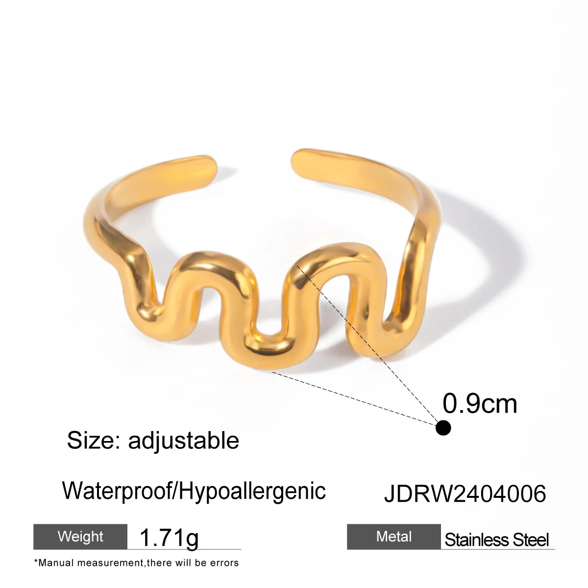 Edelstahl Minimalistisches Multi-Stil Design Offener Ring Goldfarbe Leicht Gemütlich Damen Charme 18K PVD-beschichteter Statement-Schmuck