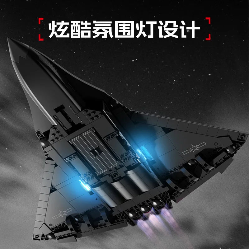 J-36 Carrier Based Fighter Jet Assemblage Building Blocks MOC Military Series Aircraft Plane Model Bricks Boys Toys Gifts
