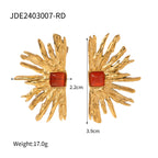 Geometrische wasserdichte 18k vergoldete Edelstahl-Opal-Halbrund-Sonnen-Ohrringe Charme Statement Anti-Allergie Schmuck