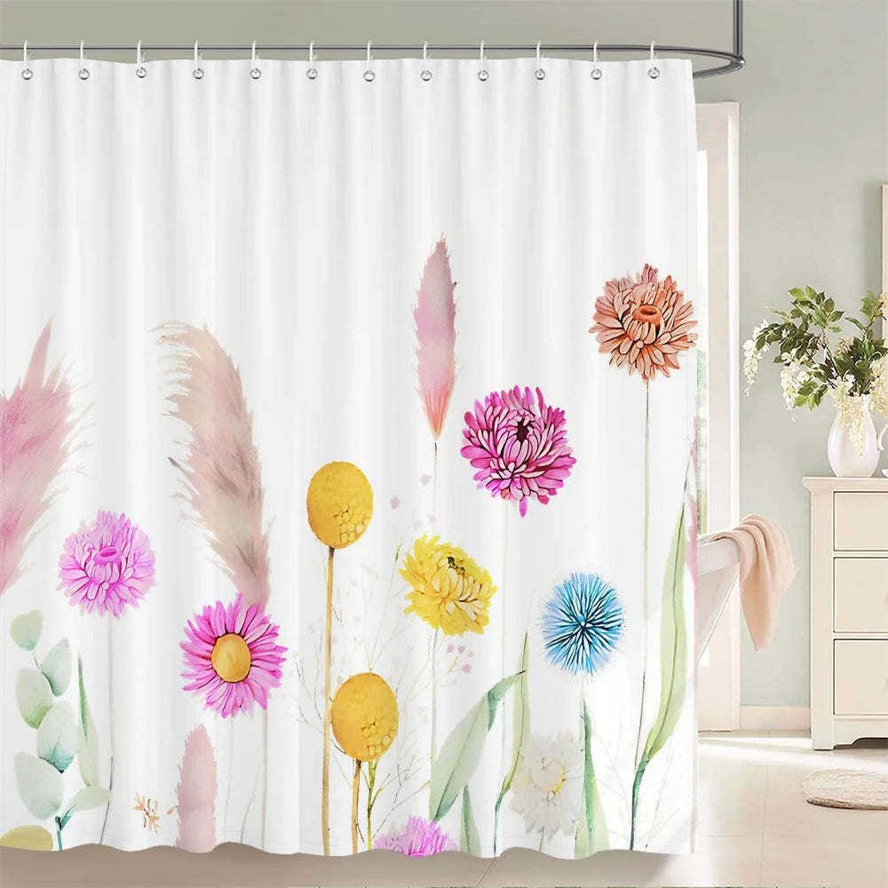 Flowers and Birds pattern Shower Curtain 3D Bath Screen Waterproof Fabric Bathroom Decor 240X180cm With Hook Shower Curtains