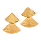 Minimalist 18k Vintage Double Maple Leaf Scalloped Earring Women Charming Stainless Steel Waterproof Attractive Jewelry