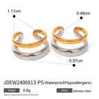 18K Gold Plated Silver Gold Color Matching C shape Hoops Triple Layer Huggy Huggie Mixed Anti Allergic Waterproof Charm Jewelry