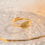 Vintage Creative Square Sign Design Flower Open Ring For Women  Ladies Stainless Steel Adjustable Waterproof Jewelry Gift - Grand Goldman
