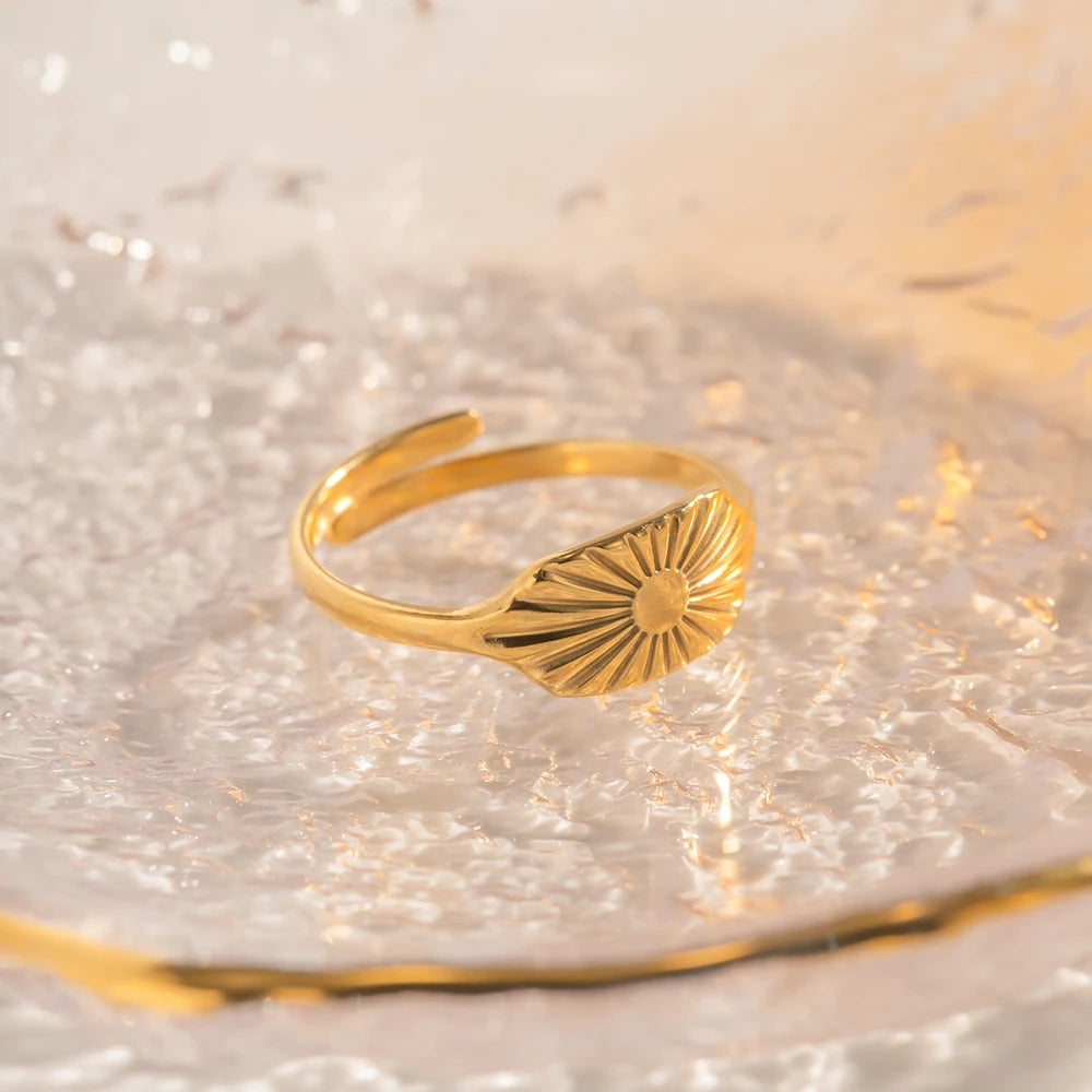 Vintage Creatief Vierkant Bord Ontwerp Bloem Open Ring Voor Vrouwen Dames Roestvrij Staal Verstelbare Waterdichte Sieraden Geschenk