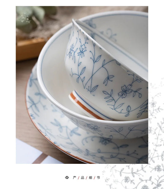 Jingdezhen Ceramic Tableware, Dish Set, Household Japanese Rice Bowl, Underglaze Color Tableware