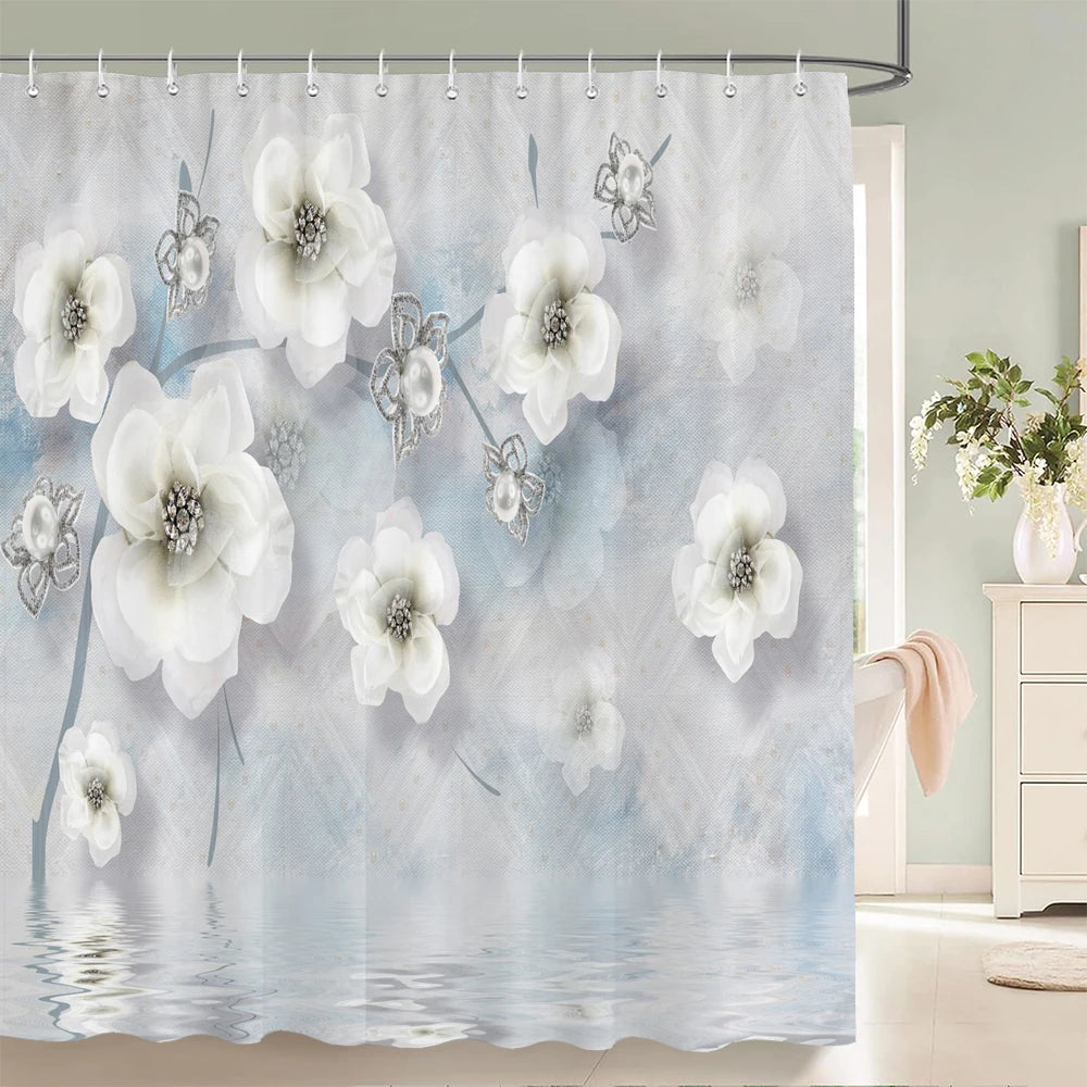 Flowers and Birds pattern Shower Curtain 3D Bath Screen Waterproof Fabric Bathroom Decor 240X180cm With Hook Shower Curtains
